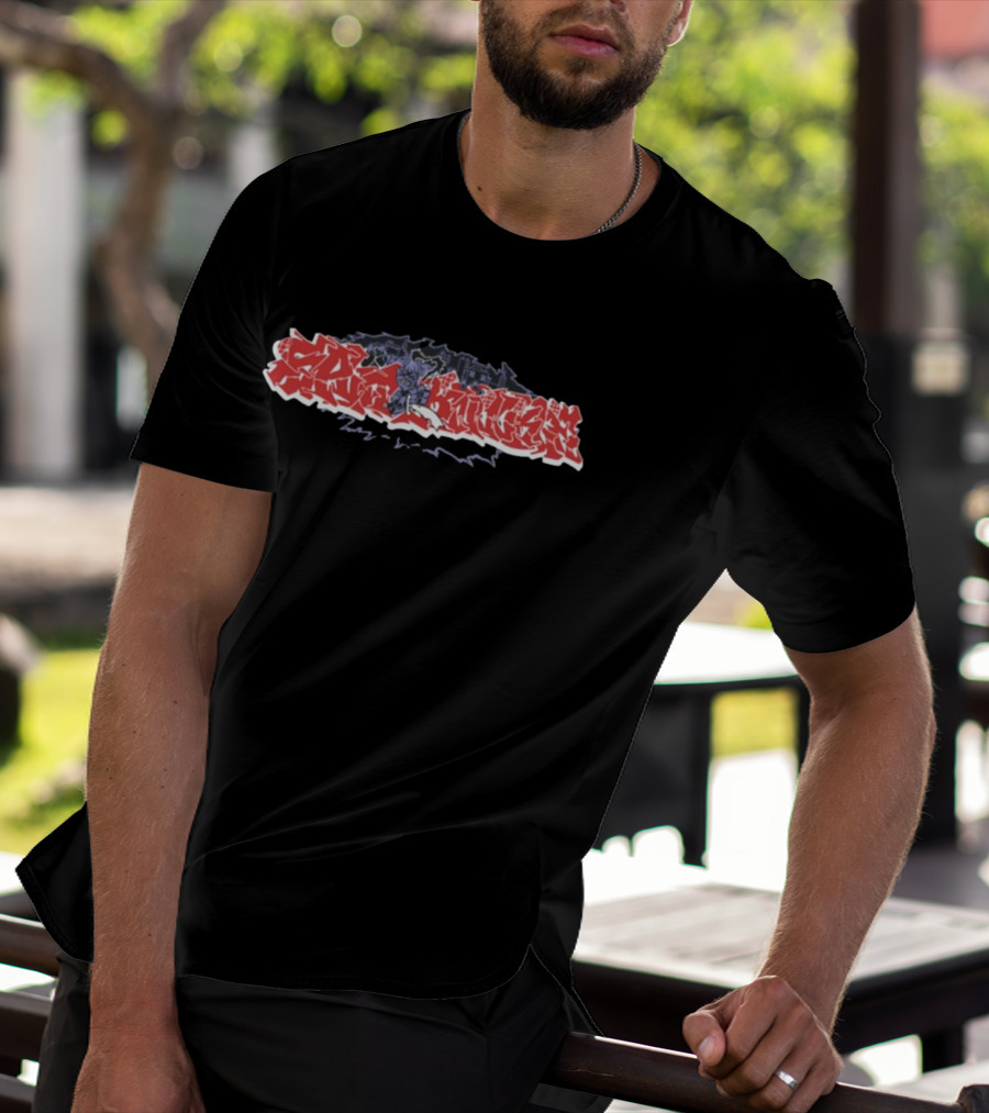 Splitknuckle Monster Red Graffiti Text With Dark Blue Creature T-Shirt