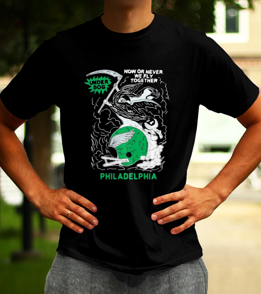 Under Dog Now Or Never We Fly Together Philadelphia Football Helmet T-Shirt