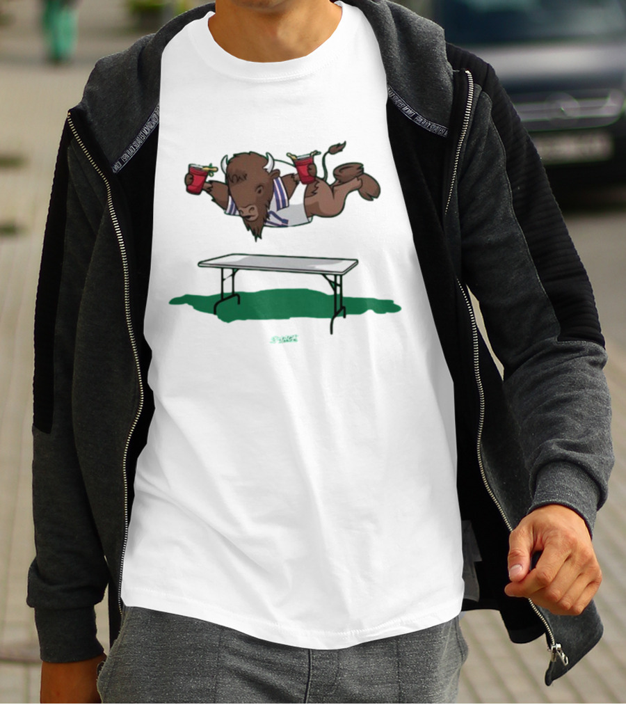 Smack Buffalo Jumping Over Table With Red Cups T-Shirt