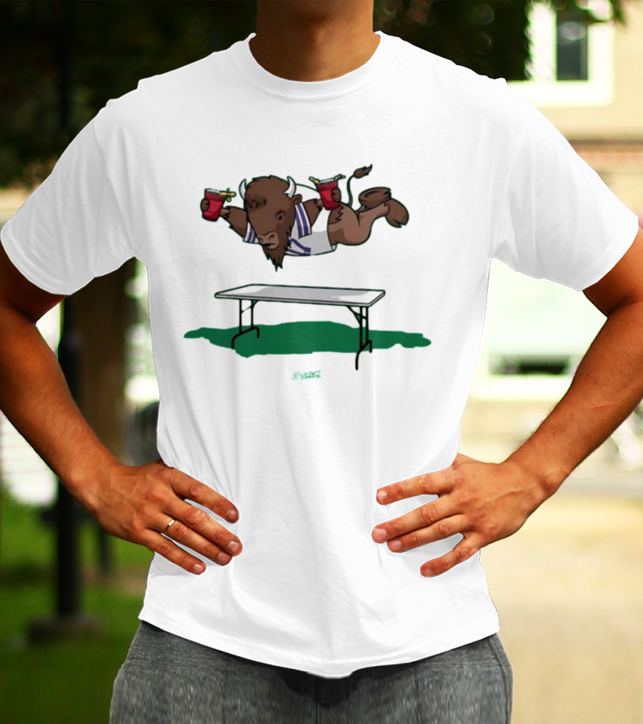 Smack Buffalo Jumping Over Table With Red Cups T-Shirt