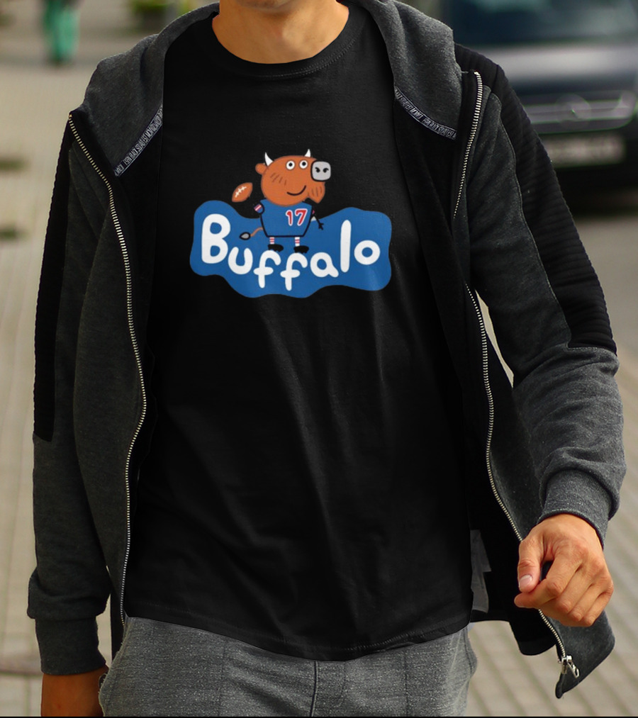 Buffalo Football Cartoon Bull 17 T-Shirt