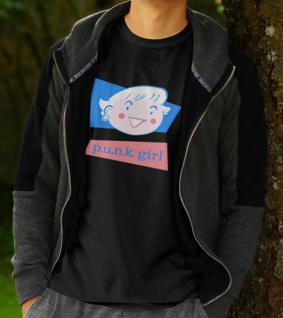 P.U.N.K. Girl Retro Cartoon Style Face T-Shirt