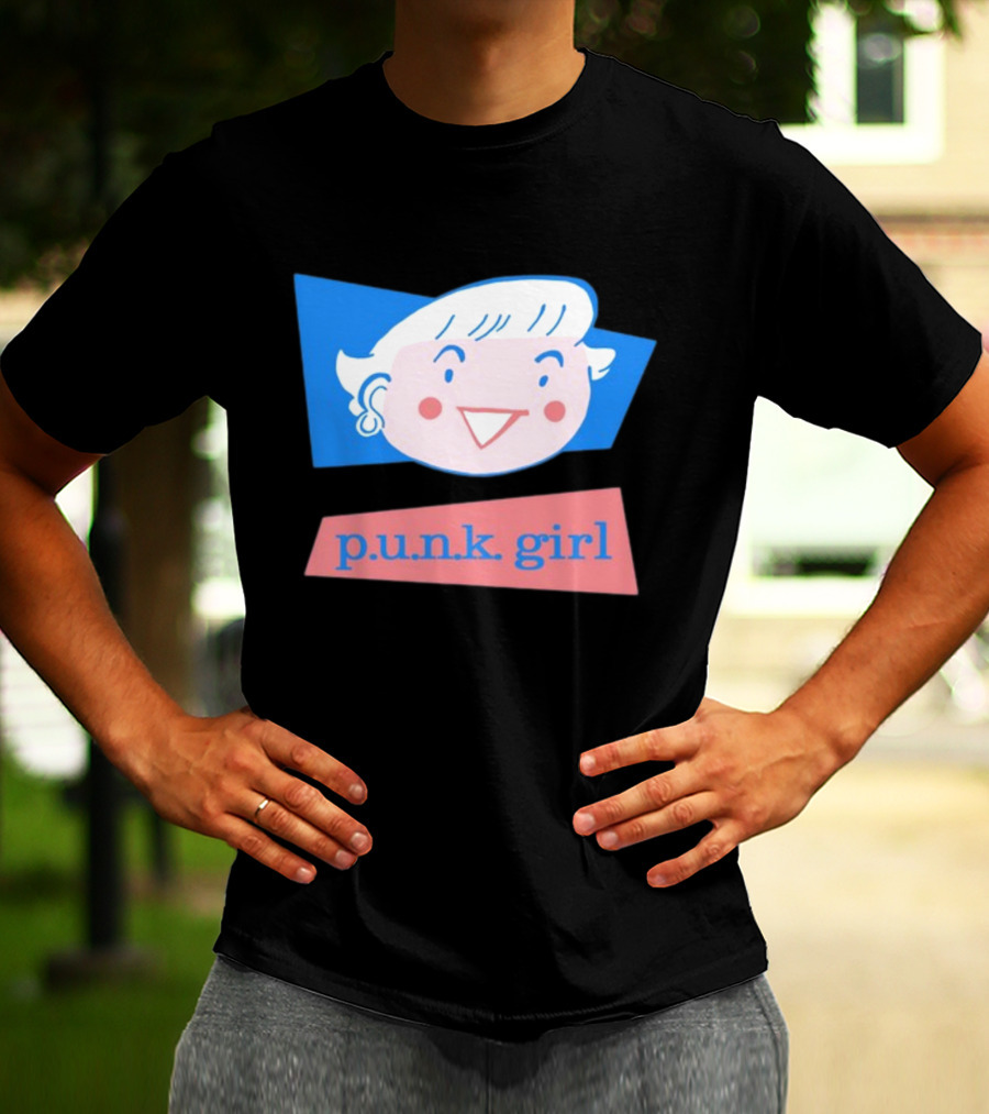P.U.N.K. Girl Retro Cartoon Style Face T-Shirt