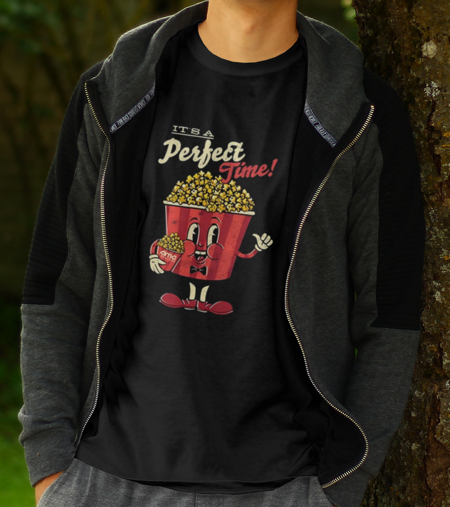 It's A Perfect Time AMC Theatres Movie Popcorn Cartoon T-Shirt