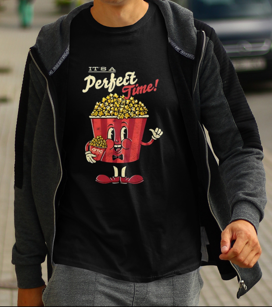 It's A Perfect Time AMC Theatres Movie Popcorn Cartoon T-Shirt