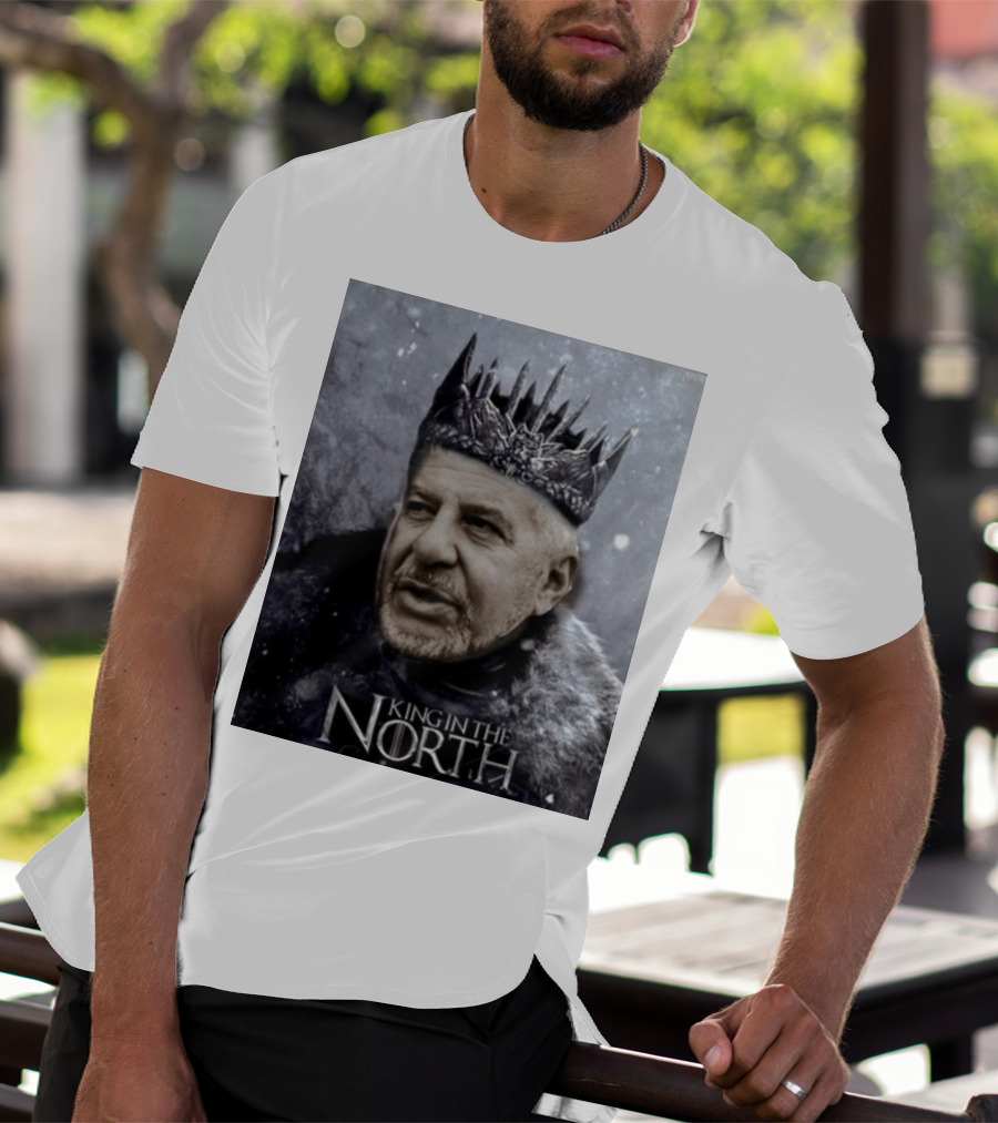 Bill Belichick King In The North Game Of Thrones Style Crown And Fur Cloak T-Shirt