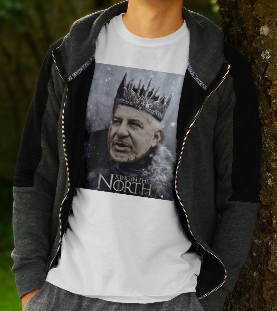 Bill Belichick King In The North Game Of Thrones Style Crown And Fur Cloak T-Shirt