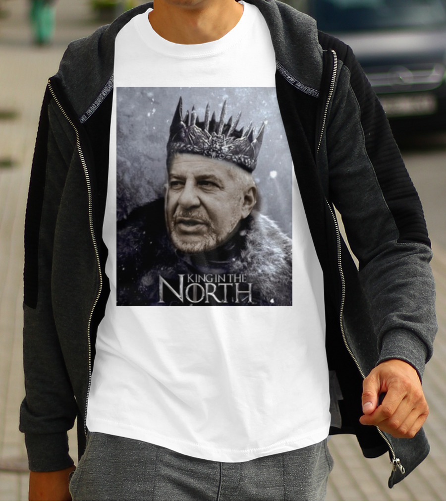 Bill Belichick King In The North Game Of Thrones Style Crown And Fur Cloak T-Shirt