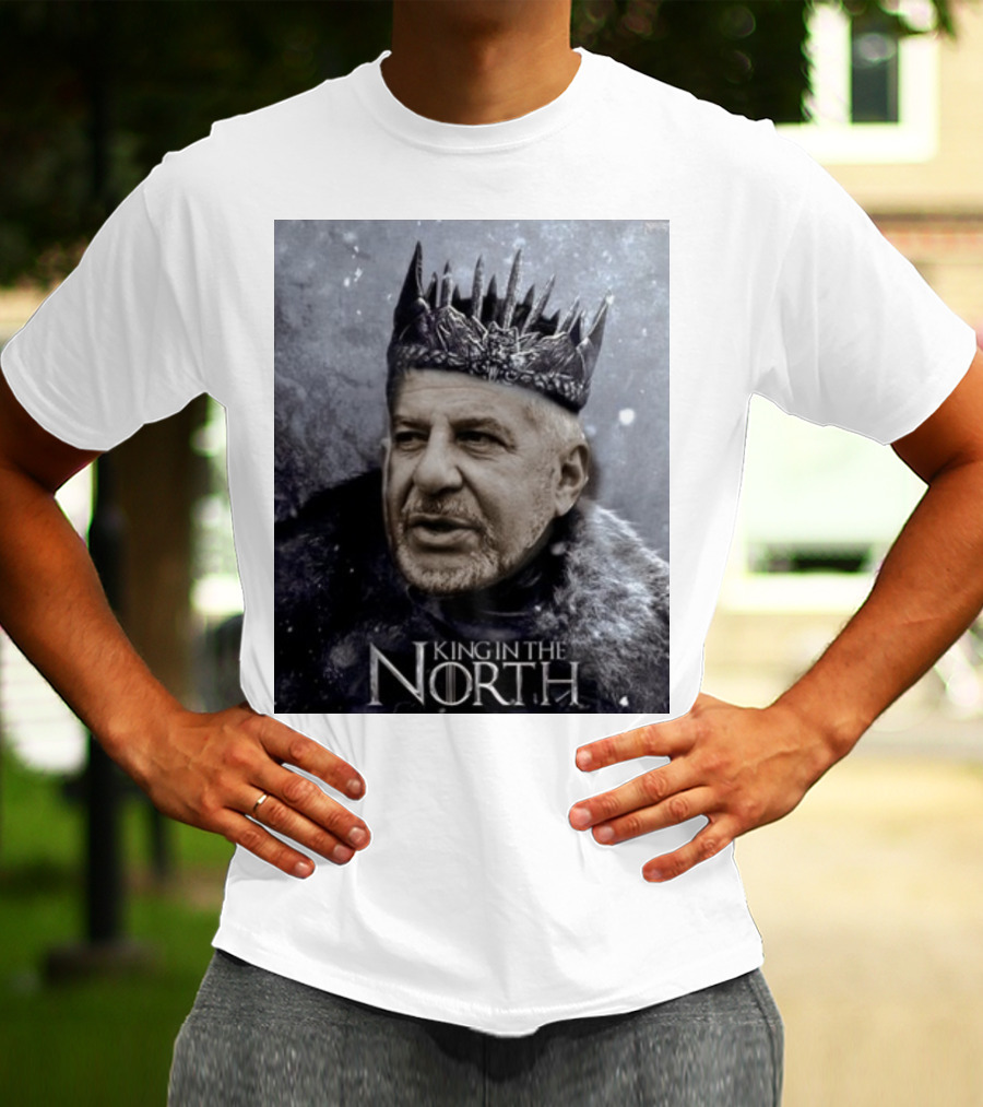 Bill Belichick King In The North Game Of Thrones Style Crown And Fur Cloak T-Shirt