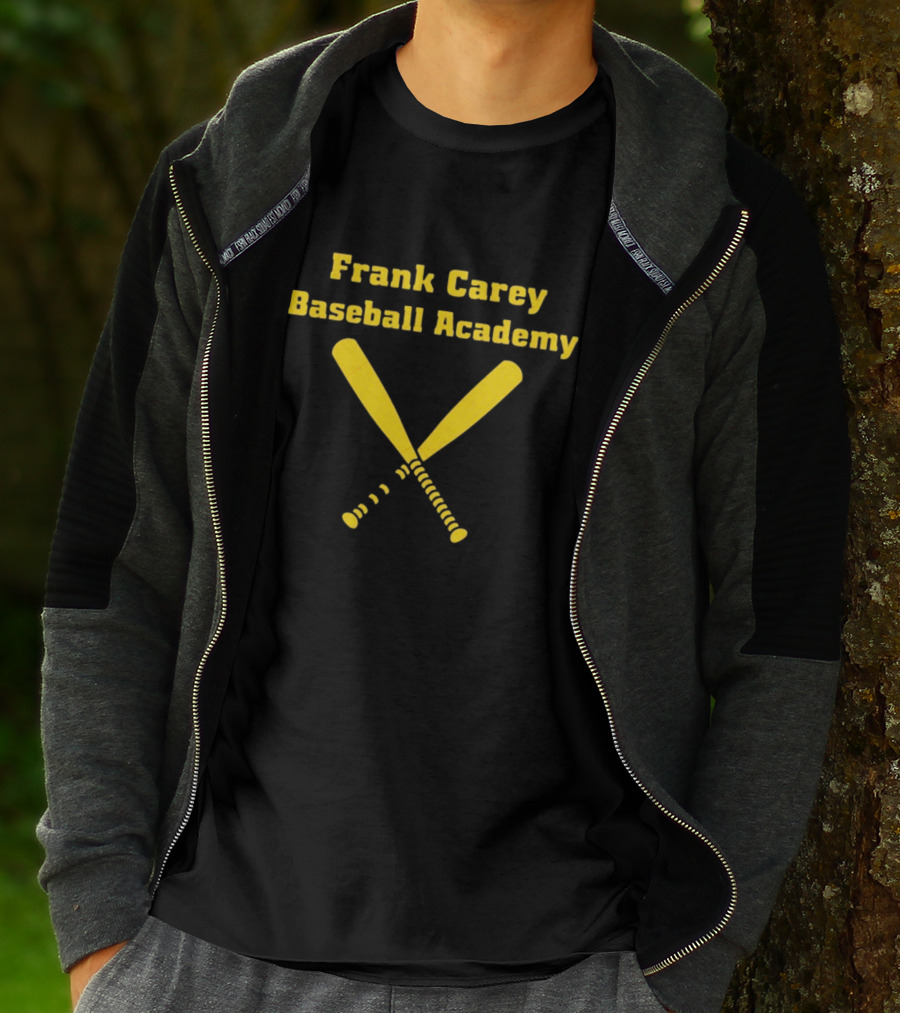 Frank Carey Baseball Academy Yellow Crossed Bats T-Shirt