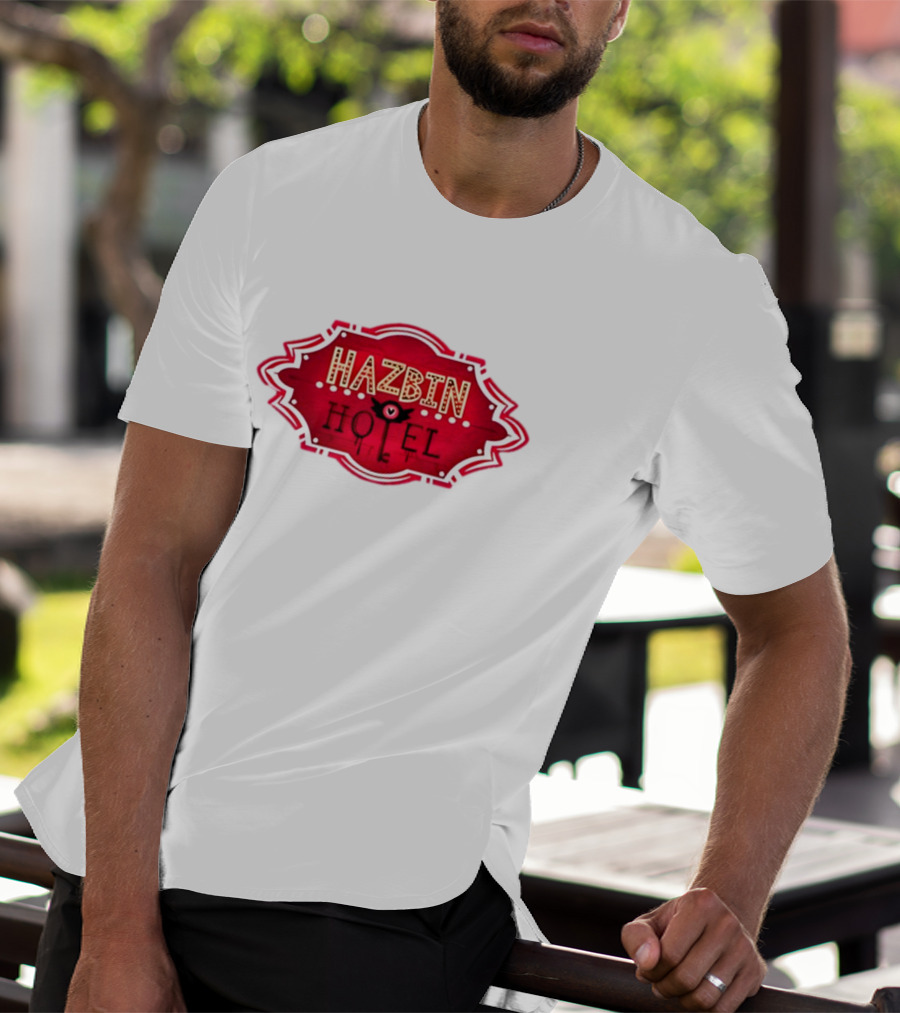 Hazbin Hotel Hazbinhotel Logo Badge With Heart And Winged Eye T-Shirt
