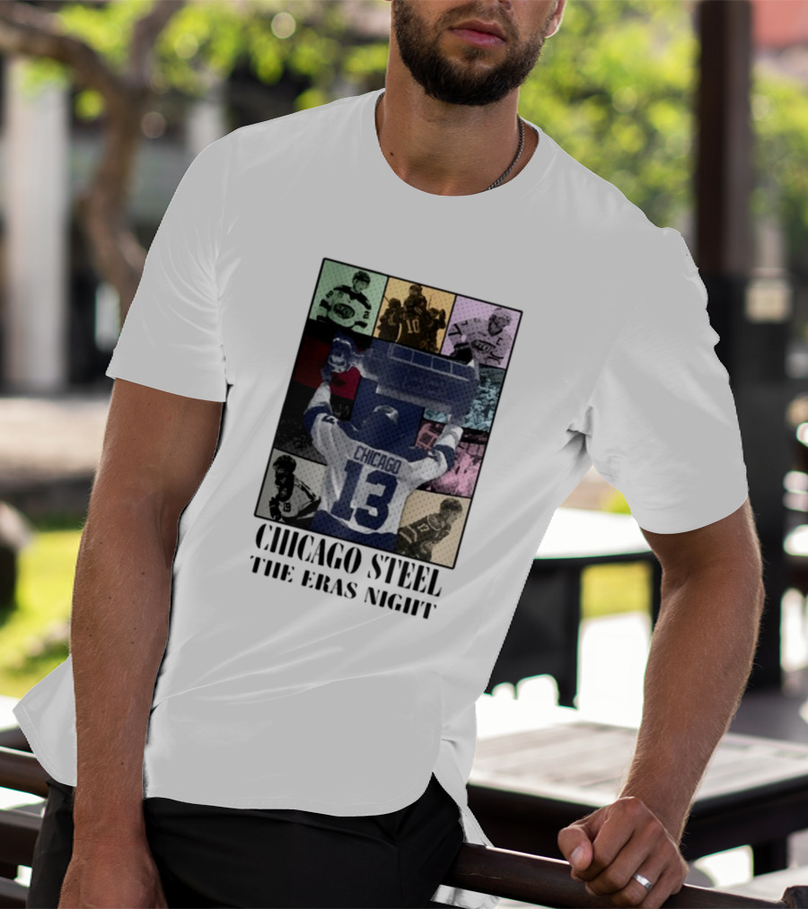 Chicago Steel The Eras Night Number 13 Hockey Collage T-Shirt