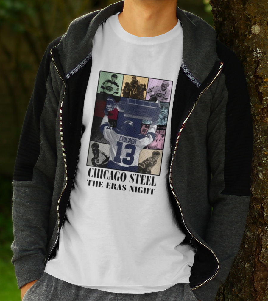 Chicago Steel The Eras Night Number 13 Hockey Collage T-Shirt