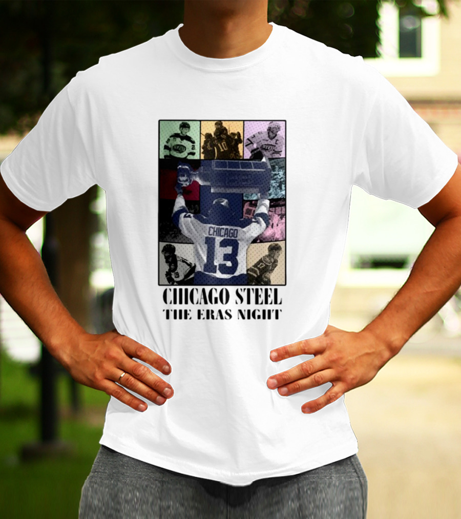 Chicago Steel The Eras Night Number 13 Hockey Collage T-Shirt