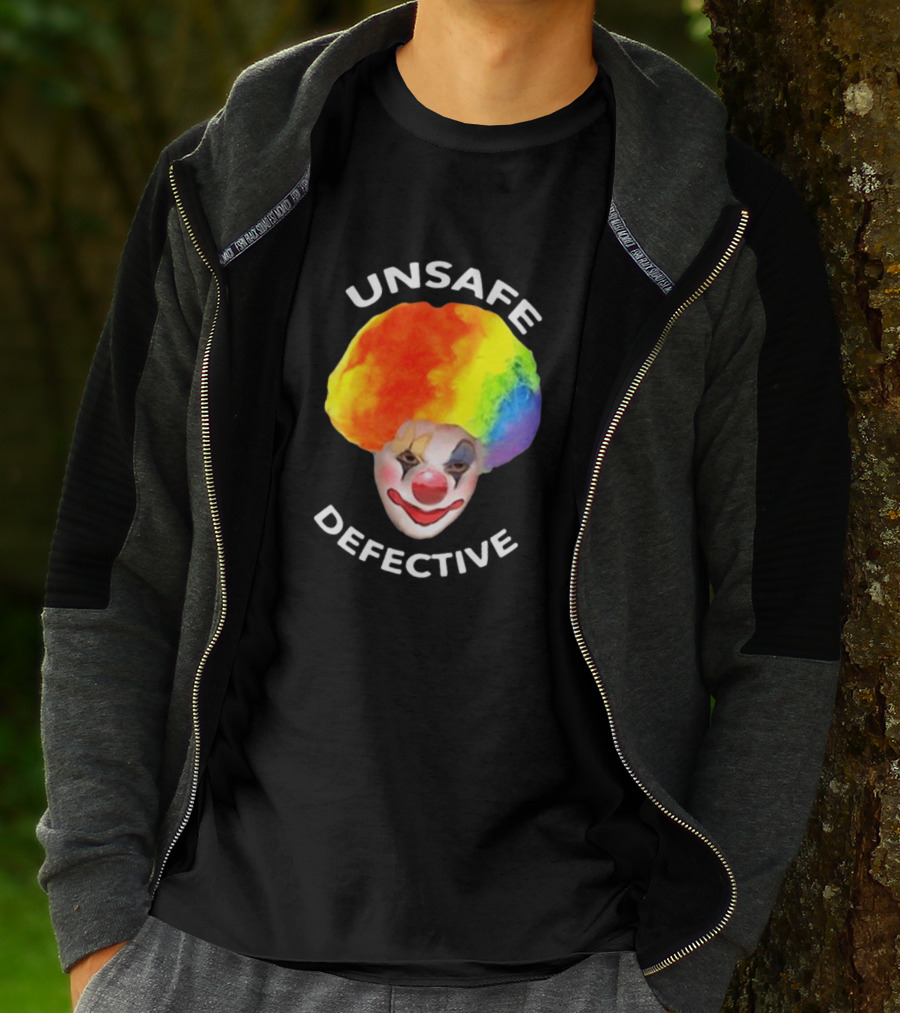 Unsafe Defective Clown Rainbow Hair Face T-Shirt