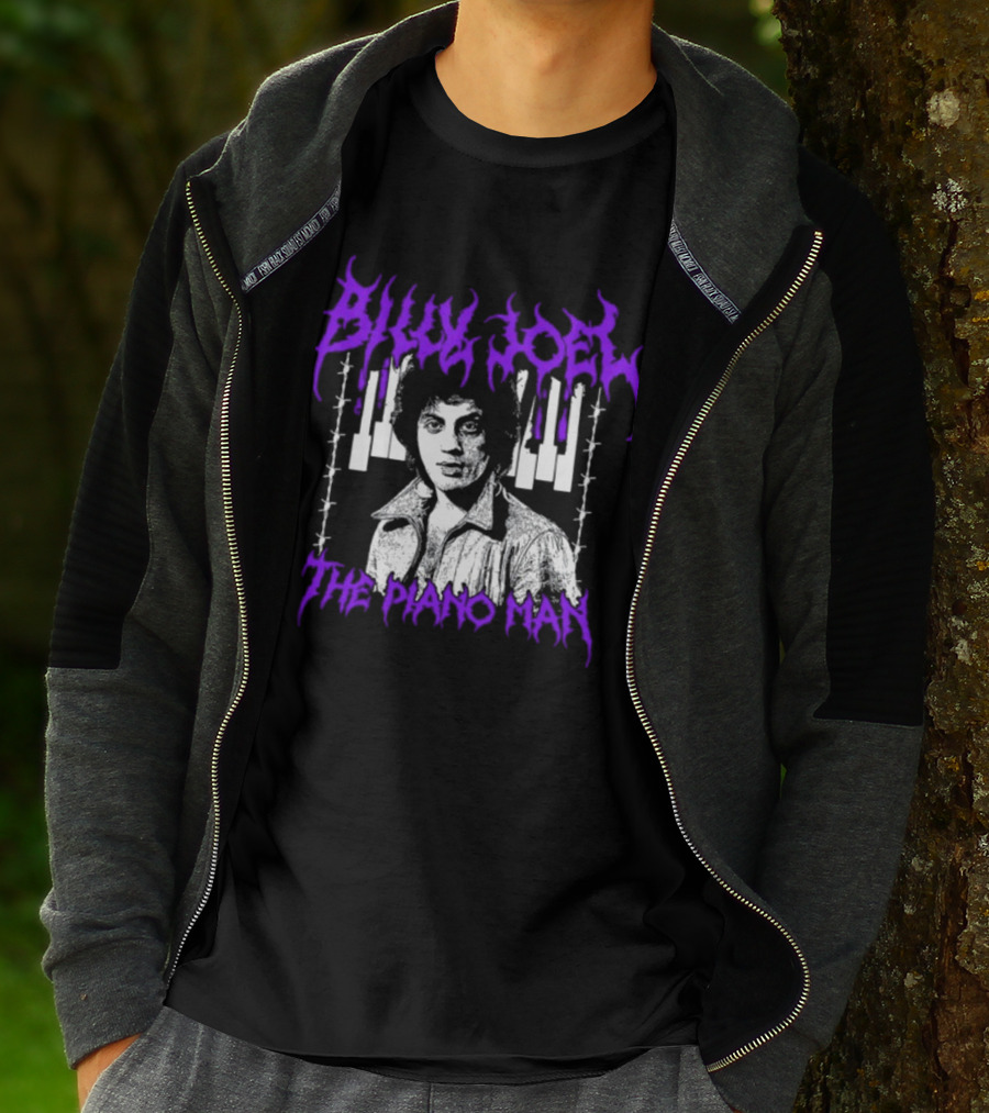 Billy Joel The Piano Man Purple Lettering Piano Keys T-Shirt