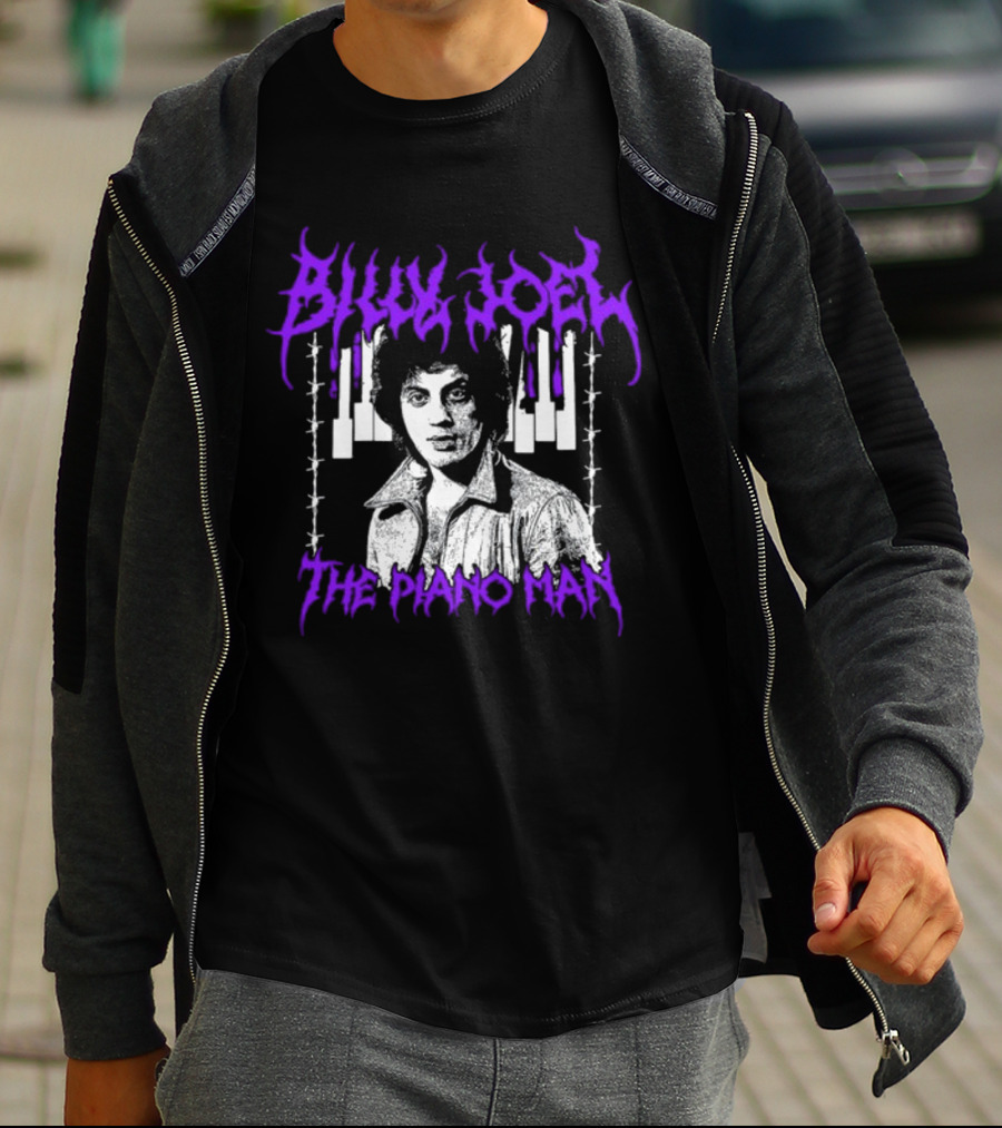 Billy Joel The Piano Man Purple Lettering Piano Keys T-Shirt
