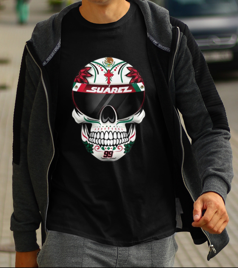 Danielsuarezracing Suárez Skull Helmet Visor 99 Mexican Flag Motif T-Shirt