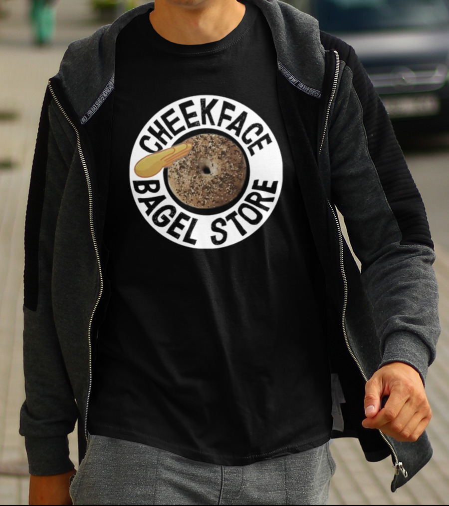 Cheekface Bagel Store Sesame Bagel With Butter Retro Circular T-Shirt