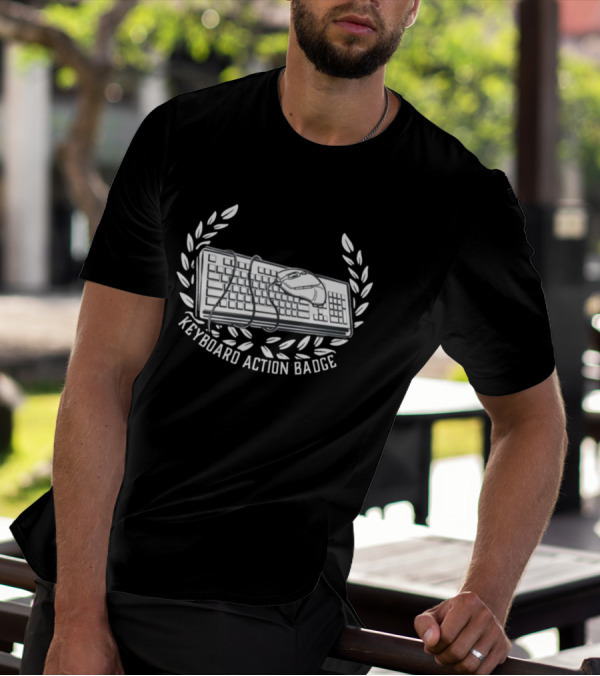 Keyboard Action Badge Laurel Wreath Emblem T-Shirt