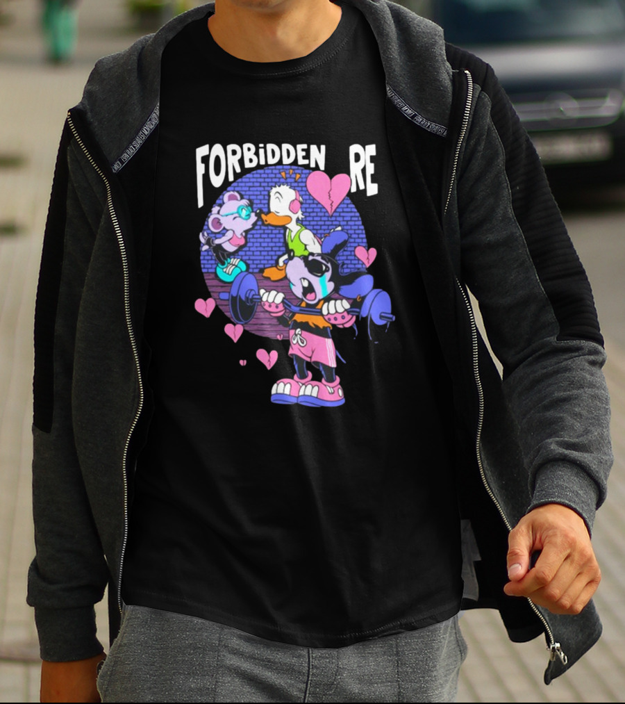 FORBIDDEN RE Broke Heart Cartoon Parody With Weights And Pink Hearts T-Shirt