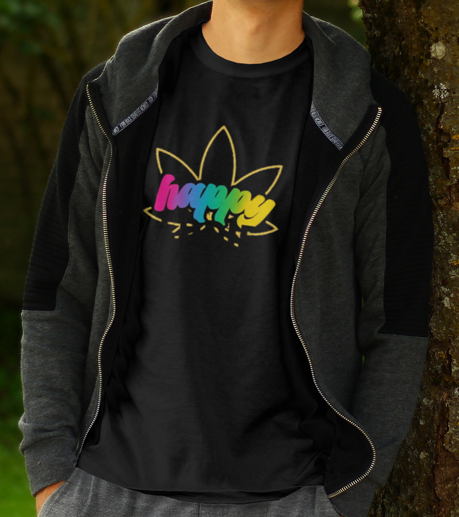 Happy Eddie Freestyle Rainbow Font Leaf T-Shirt