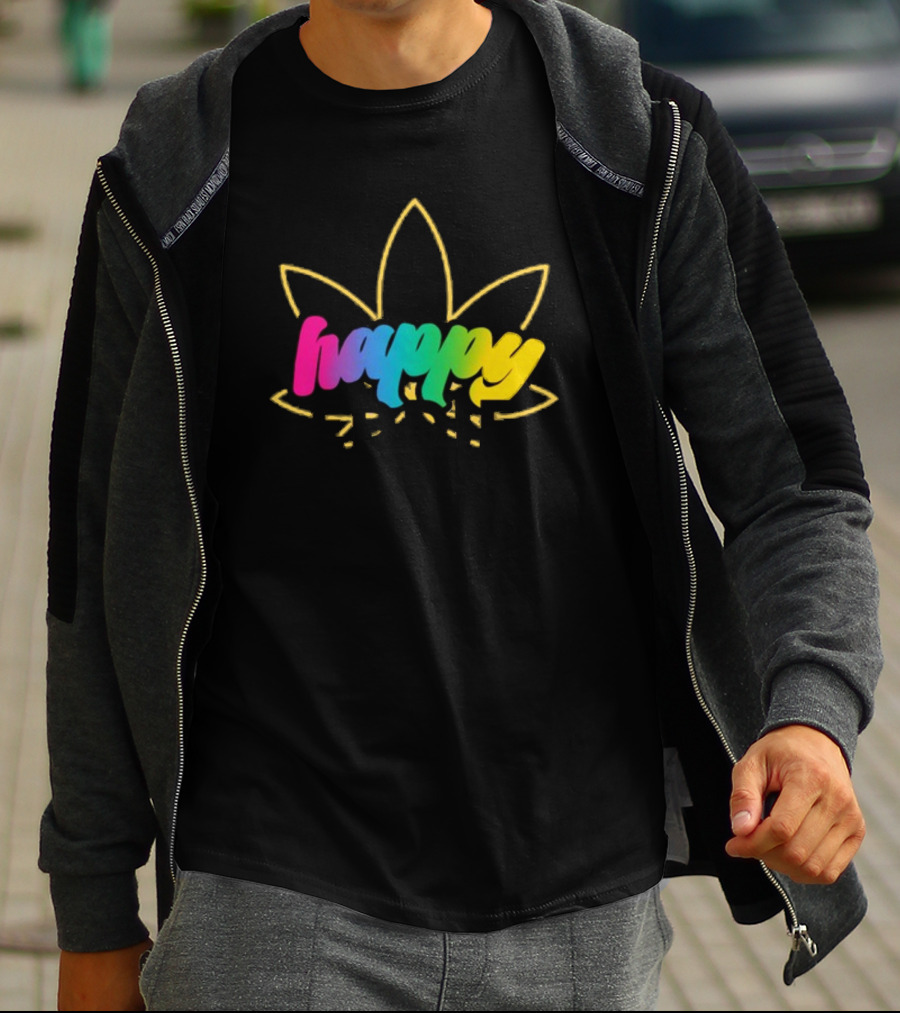 Happy Eddie Freestyle Rainbow Font Leaf T-Shirt