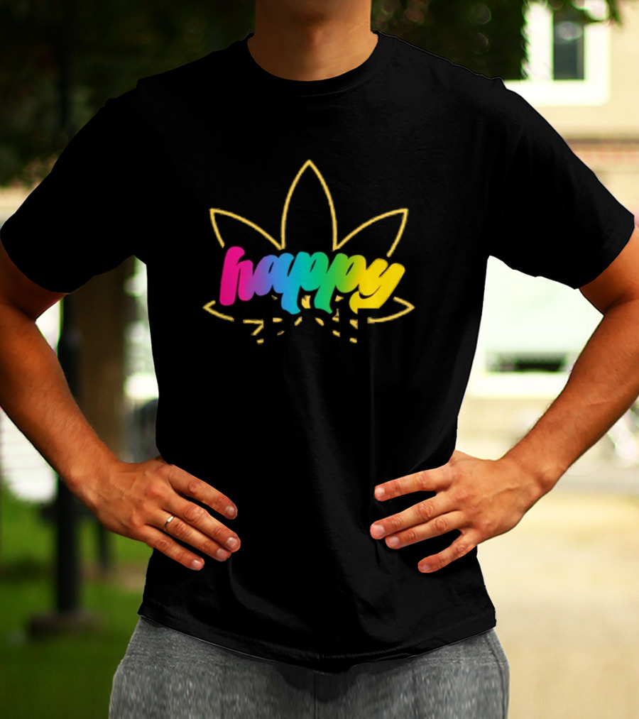 Happy Eddie Freestyle Rainbow Font Leaf T-Shirt