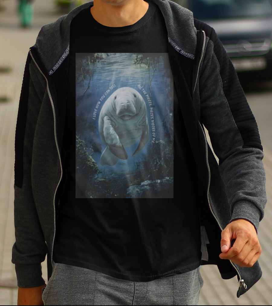 Waveygoods I Love How You Can Tell All The Pieces Pieces Pieces Of Me Manatee Ocean Scene T-Shirt