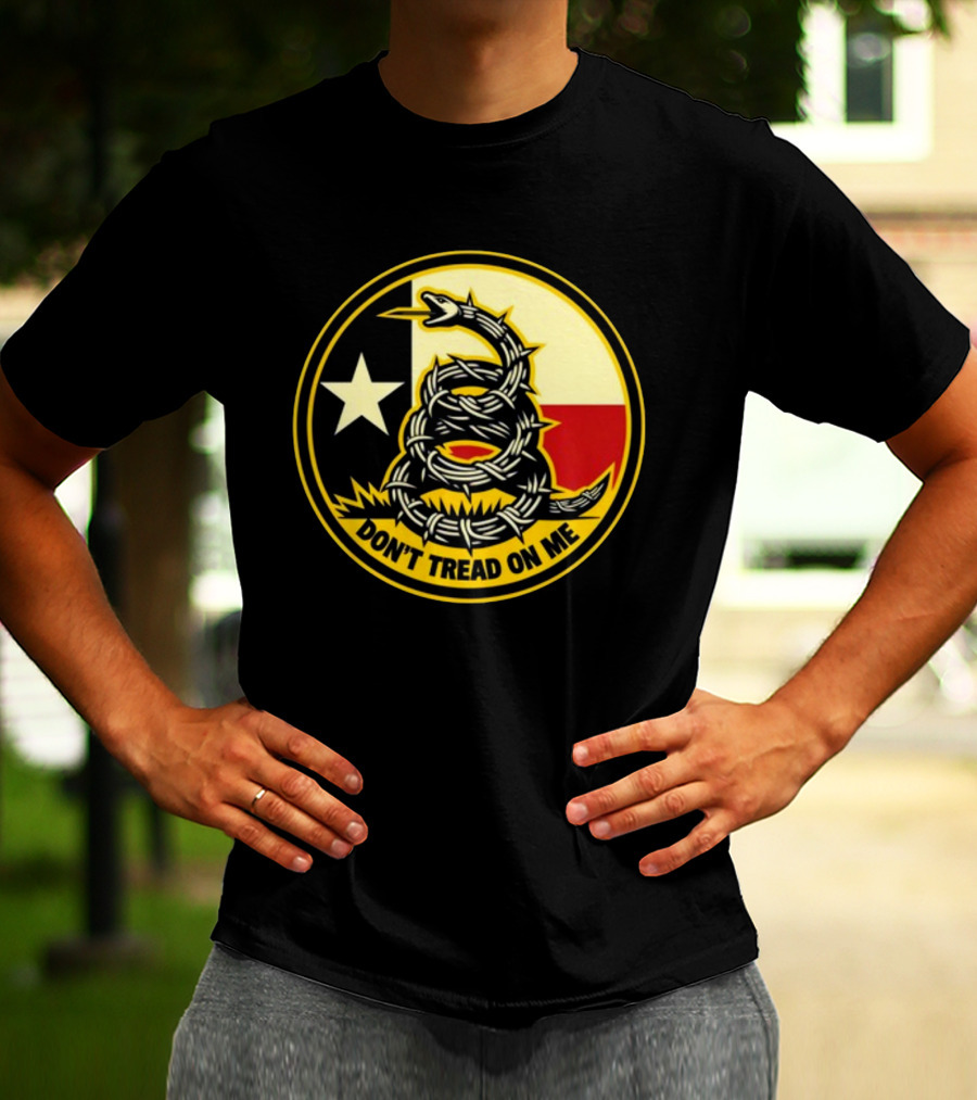 Don't Tread On Me Barbed Snake With Texas Flag Star T-Shirt
