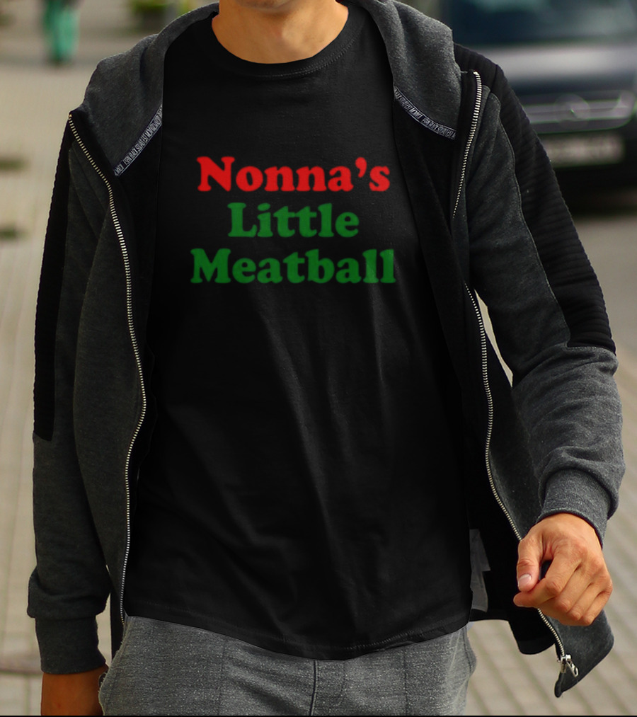 Nonna's Little Meatball Text In Festive Red And Green T-Shirt