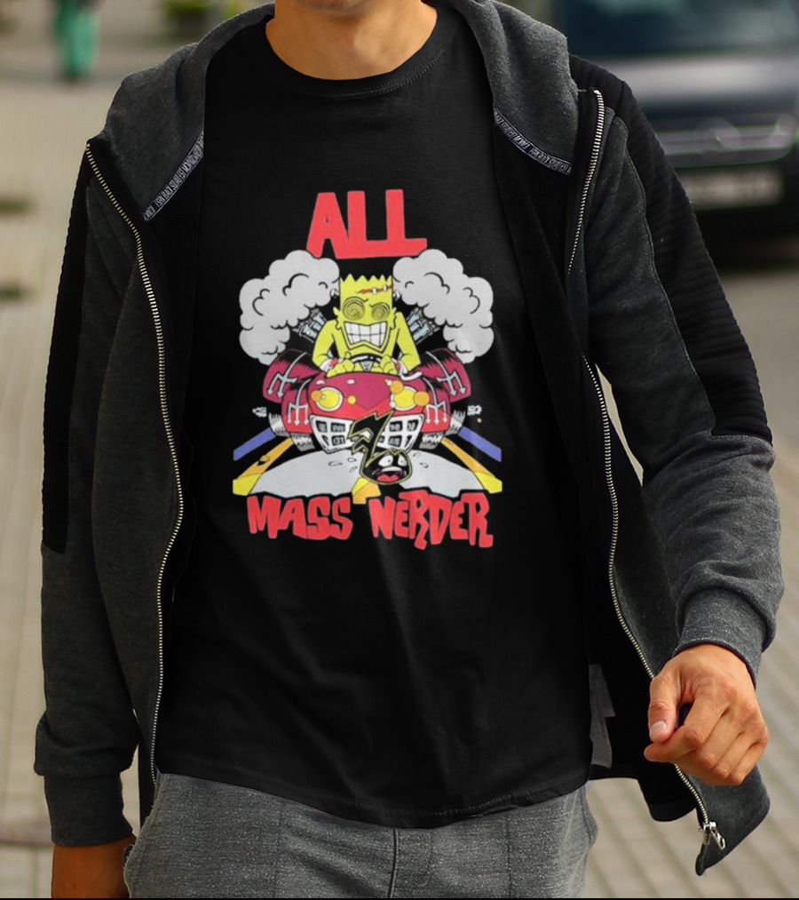 ALL Mass Nerder Cartoon Character Racing Machine T-Shirt