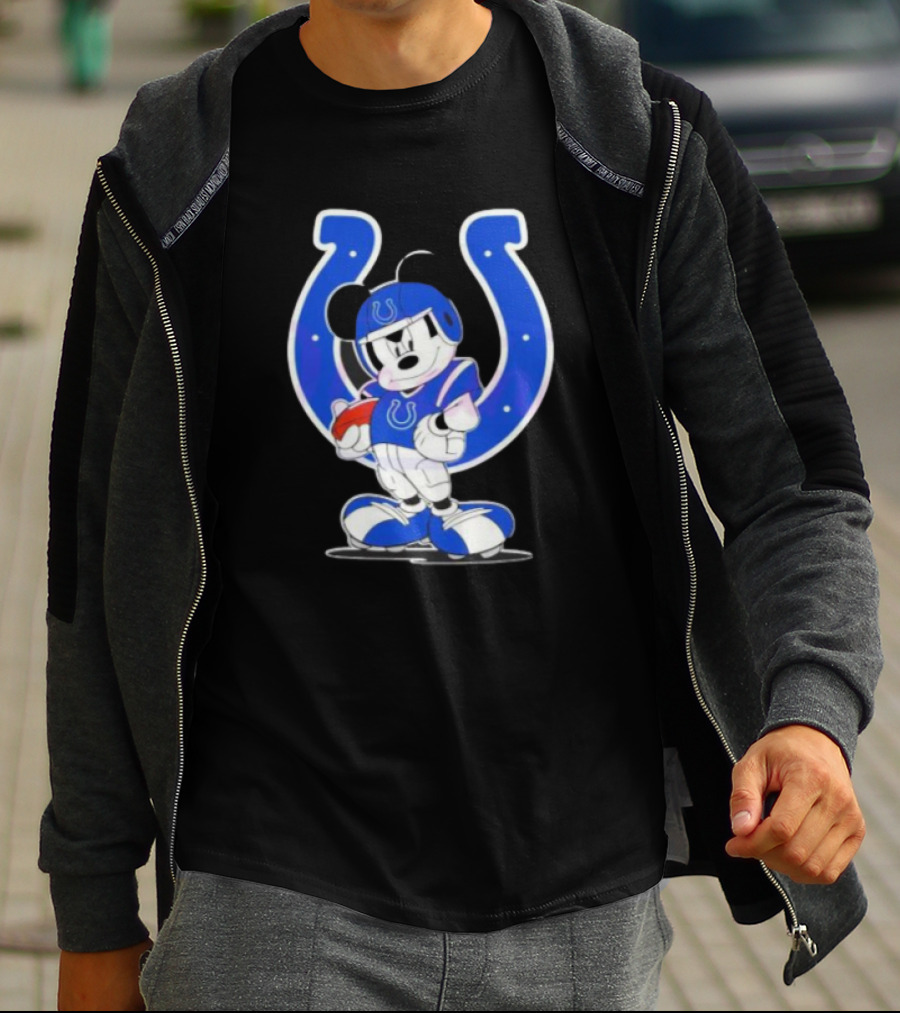 Indianapolis Colts NFL Mickey Mouse In Football Gear With Horseshoe T-Shirt