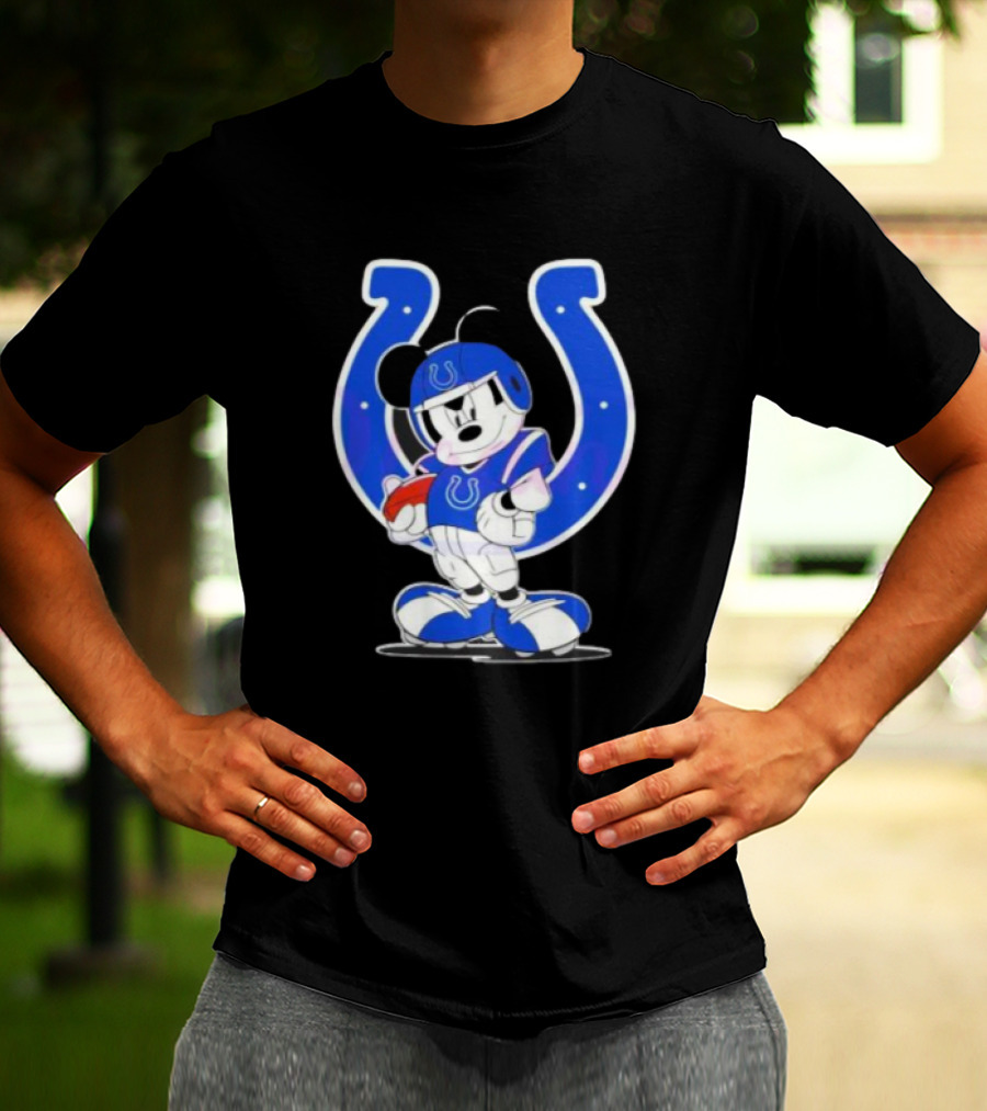 Indianapolis Colts NFL Mickey Mouse In Football Gear With Horseshoe T-Shirt