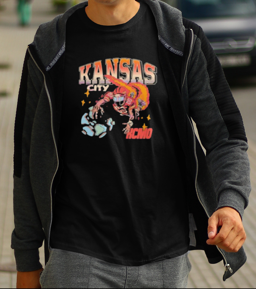 Kansas City Football Player KCMO Chiefs Mascot T-Shirt