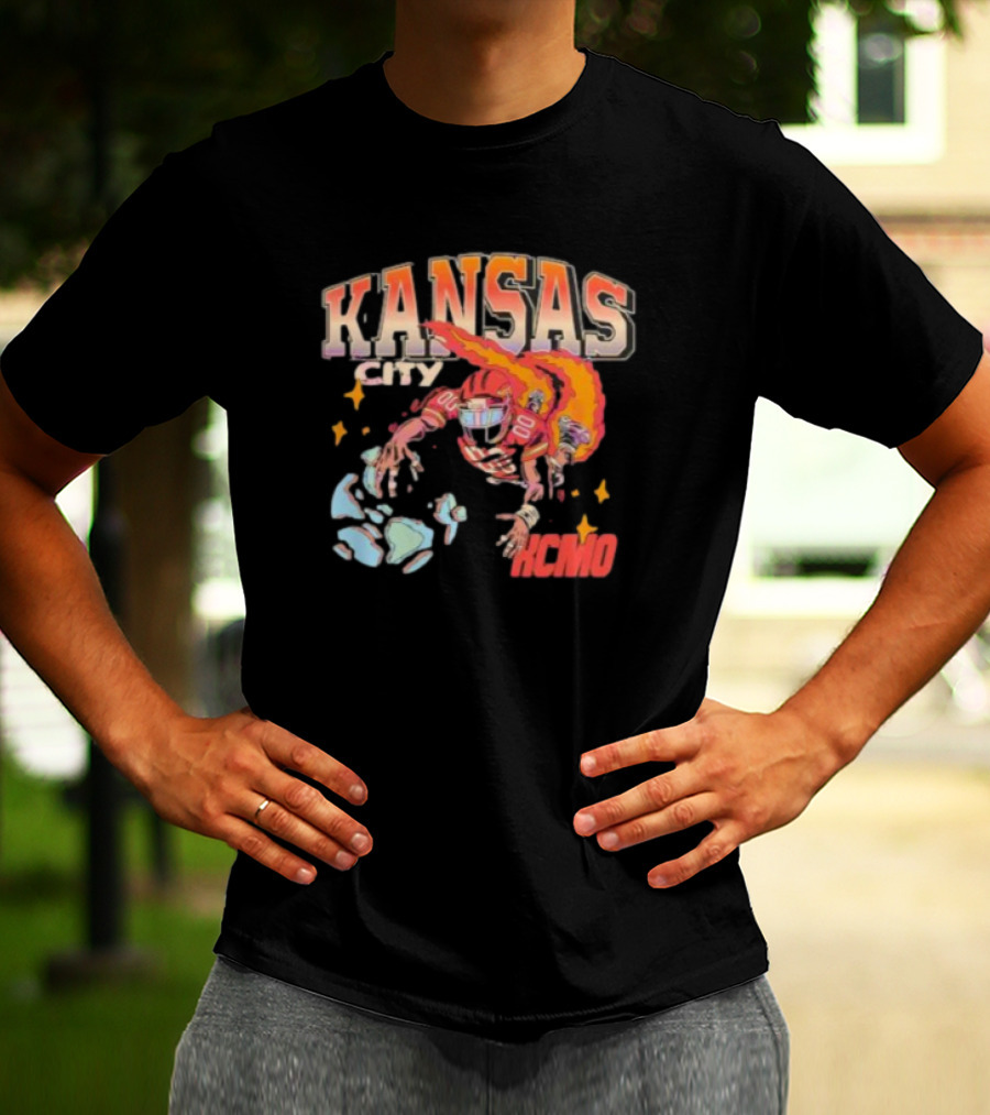 Kansas City Football Player KCMO Chiefs Mascot T-Shirt