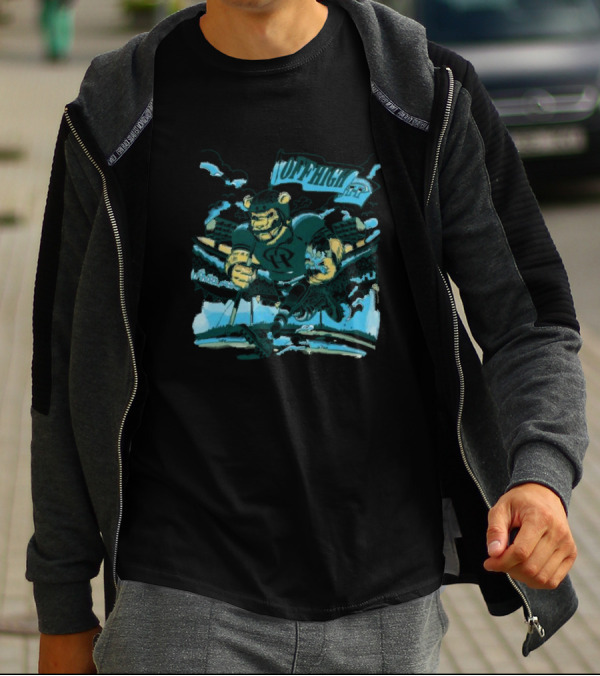 Offhigh Progress Pulse White Charging Bear Athlete In A Dynamic Sports Adventure T-Shirt