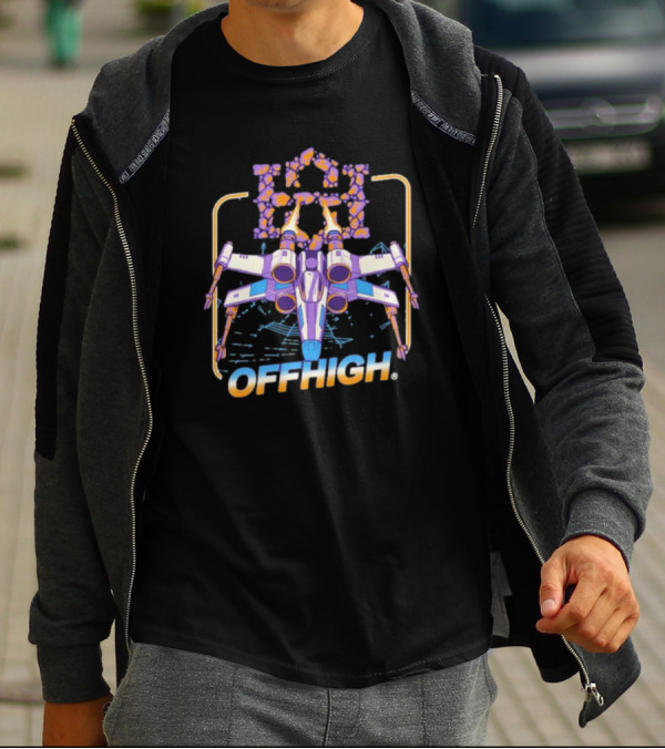 Offhigh Skywalker Spaceship Adventure Retro Neon T-Shirt
