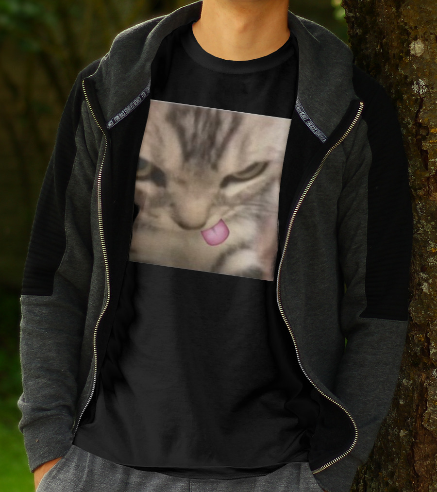 Sillyteestudio Silly Kitten Funny Cute Tongue Out Cat Meme T-Shirt