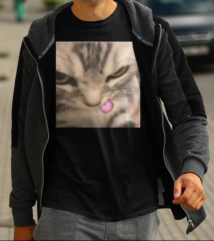Sillyteestudio Silly Kitten Funny Cute Tongue Out Cat Meme T-Shirt