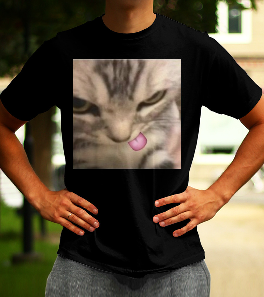 Sillyteestudio Silly Kitten Funny Cute Tongue Out Cat Meme T-Shirt