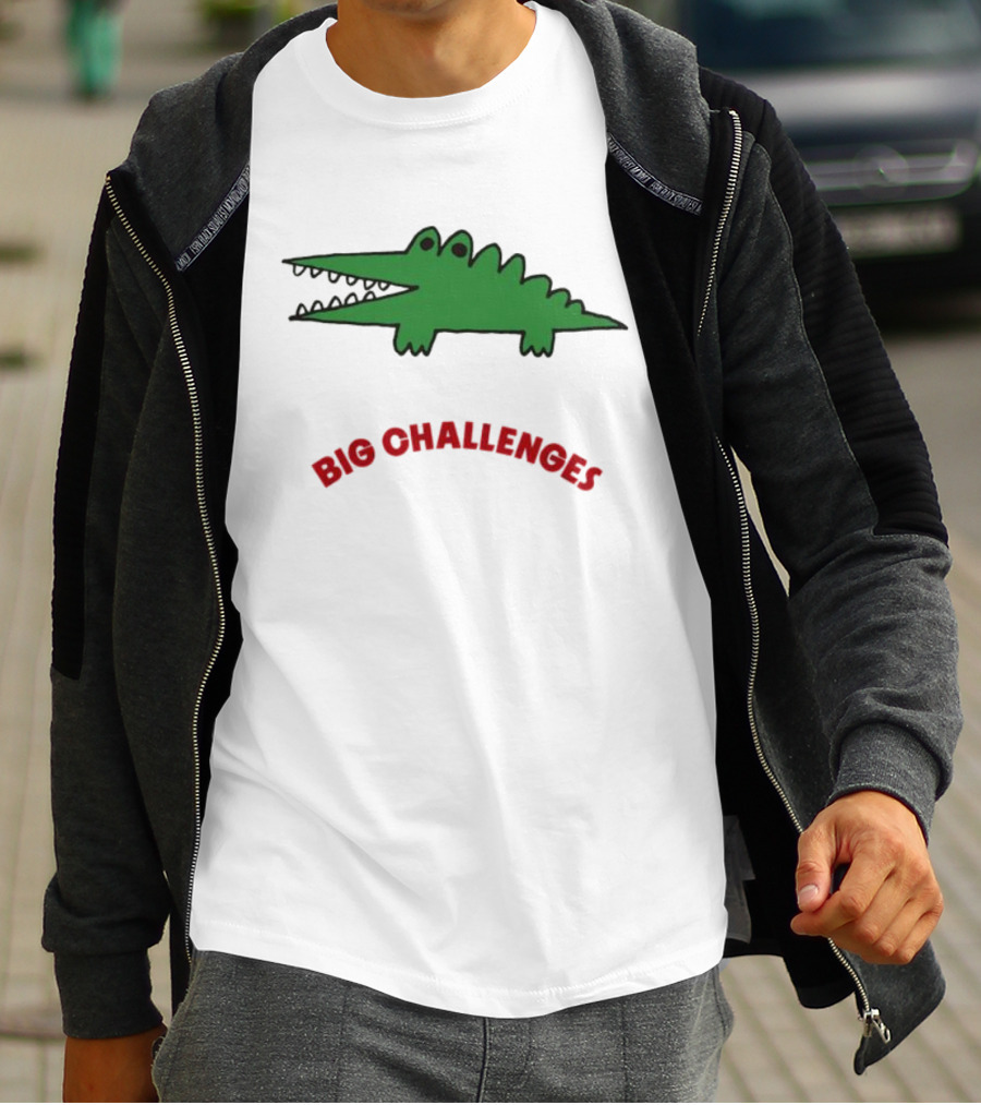Big Challenges Green Crocodile Cartoon T-Shirt
