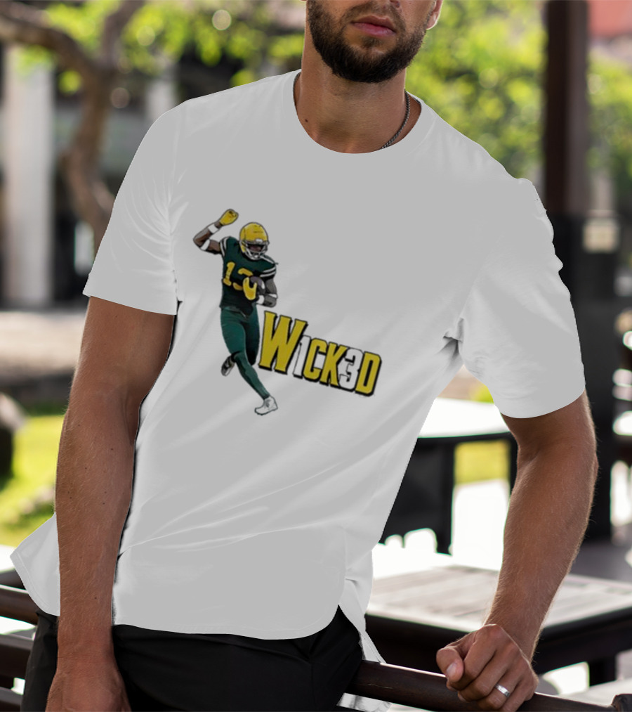 W1ck3d Football Player Yellow Helmet Green Jersey 13 T-Shirt