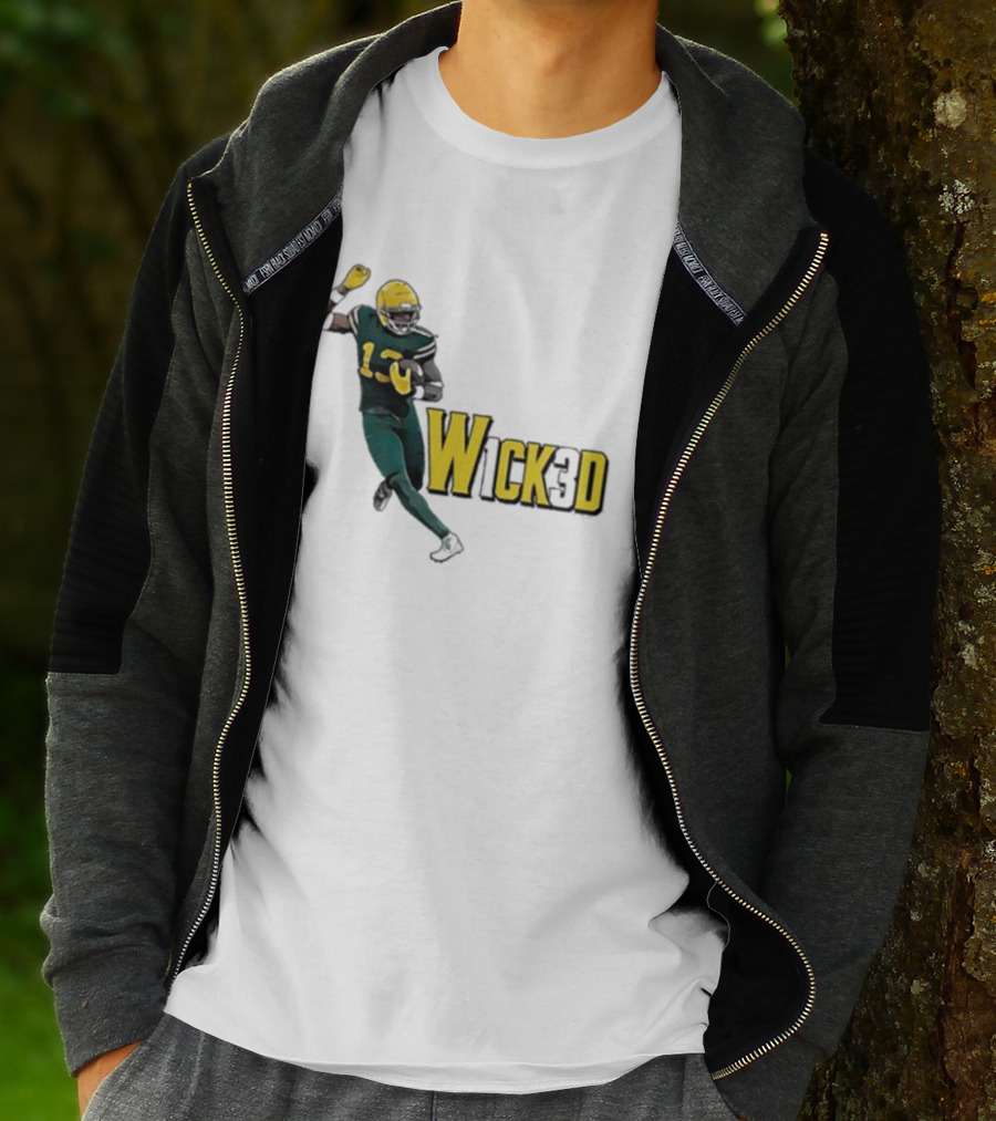 W1ck3d Football Player Yellow Helmet Green Jersey 13 T-Shirt