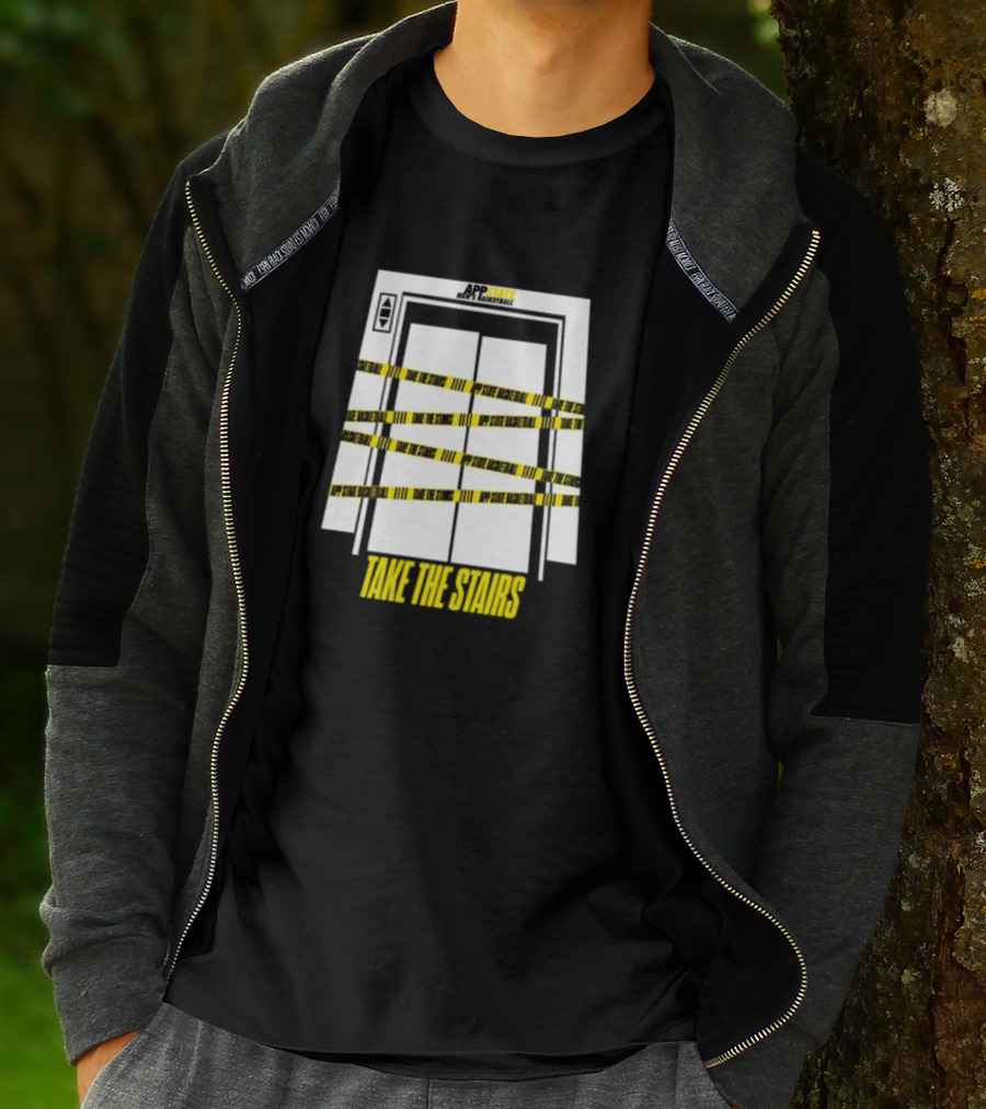 APP STATE TAKE THE STAIRS ELEVATOR DOORS CAUTION TAPE T-Shirt