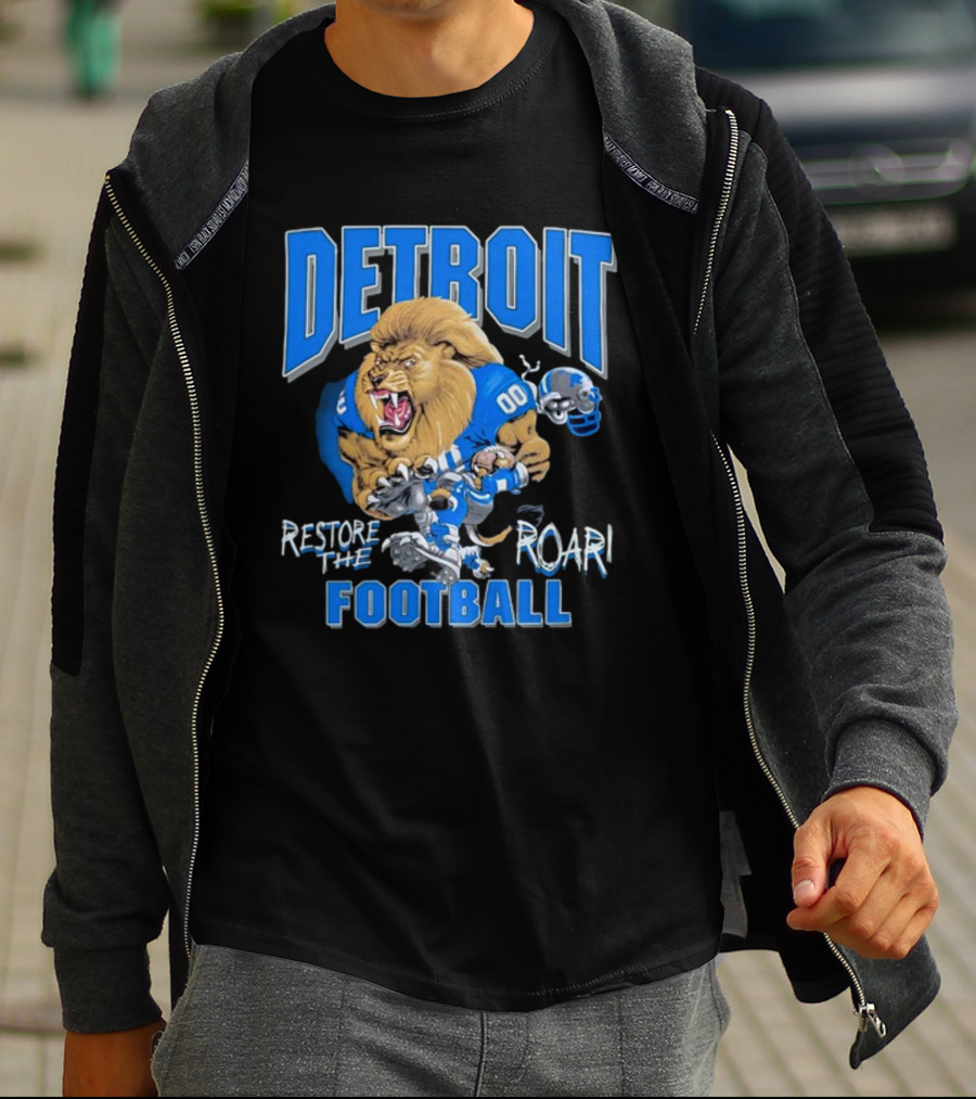 Detroit Restore The Roar Football Lion Player T-Shirt