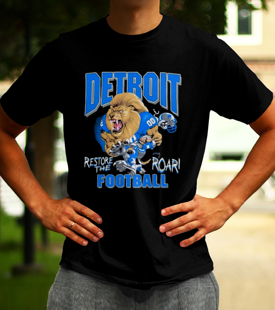 Detroit Restore The Roar Football Lion Player T-Shirt