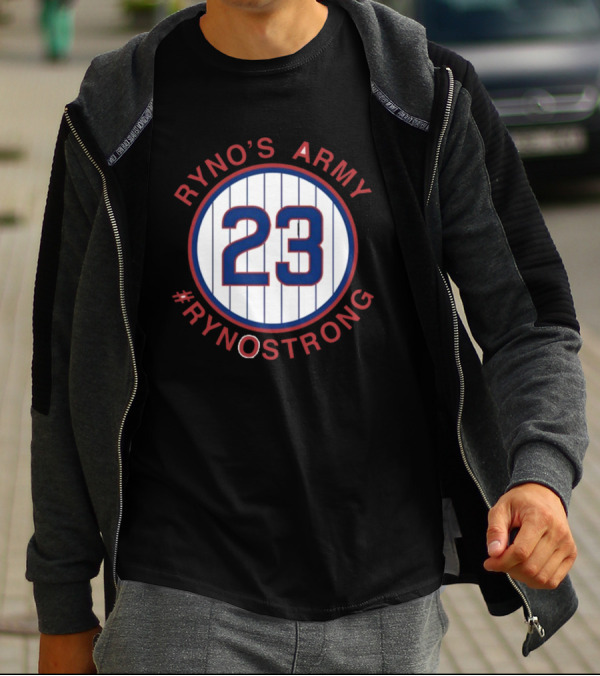 Ryno's Army 23 #RynoStrong Circle Logo White Pinstripes T-Shirt