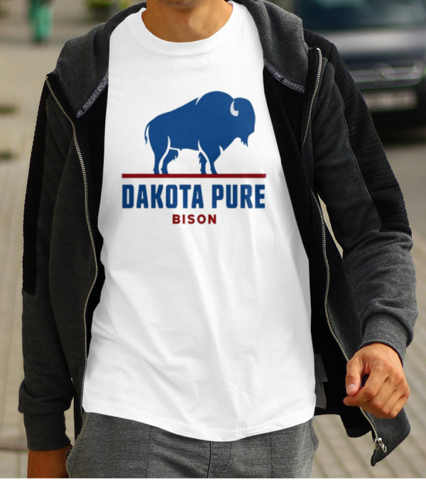 Shawn Baker Dakota Pure Bison Blue Icon Bison Red Line T-Shirt