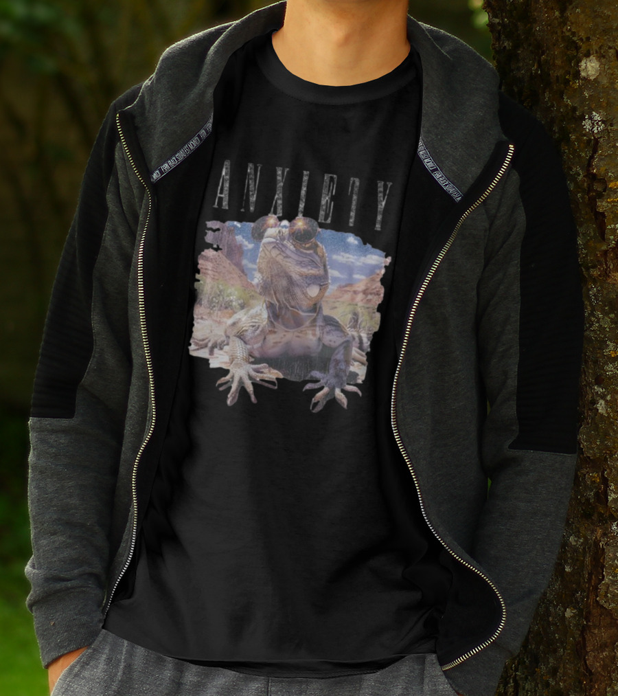 Waveygoods Anxiety Lizard Sunglasses Desert Landscape No Rules T-Shirt